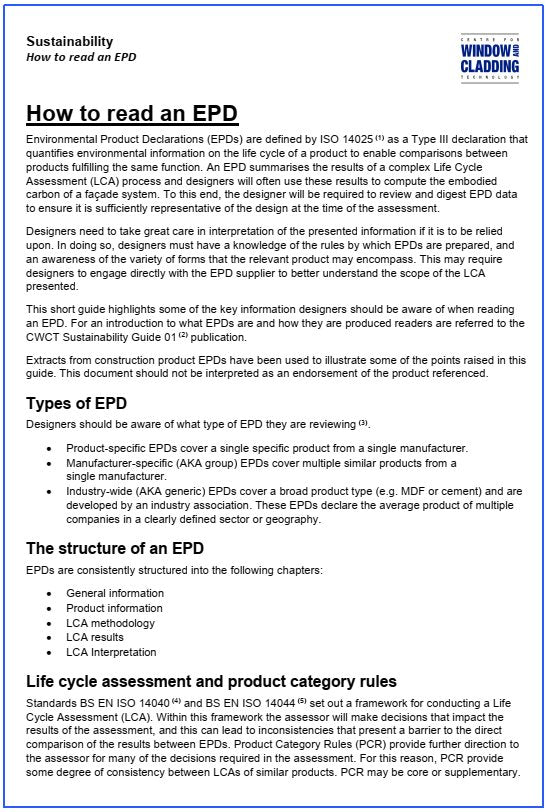 Epd Format CWCT Sustainability Guide How to read an EPD | CWCT